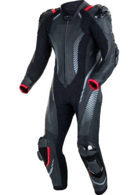 Men's Handmade Black Leather Suits, Motorbike Racing 1 Piece Riding jump Suit.