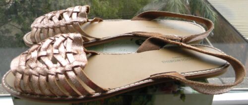 VINTAGE Resort Glam Bronze Leather Sandals Size UK 6