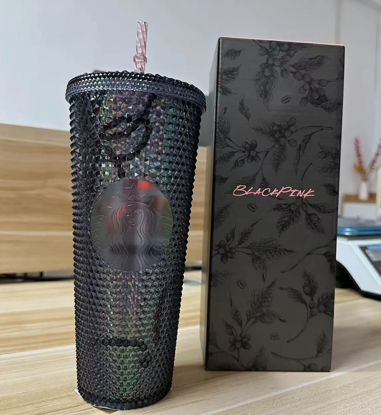 2024 Starbucks +Blackpink Tumbler 24oz Bling Black Cold Cup