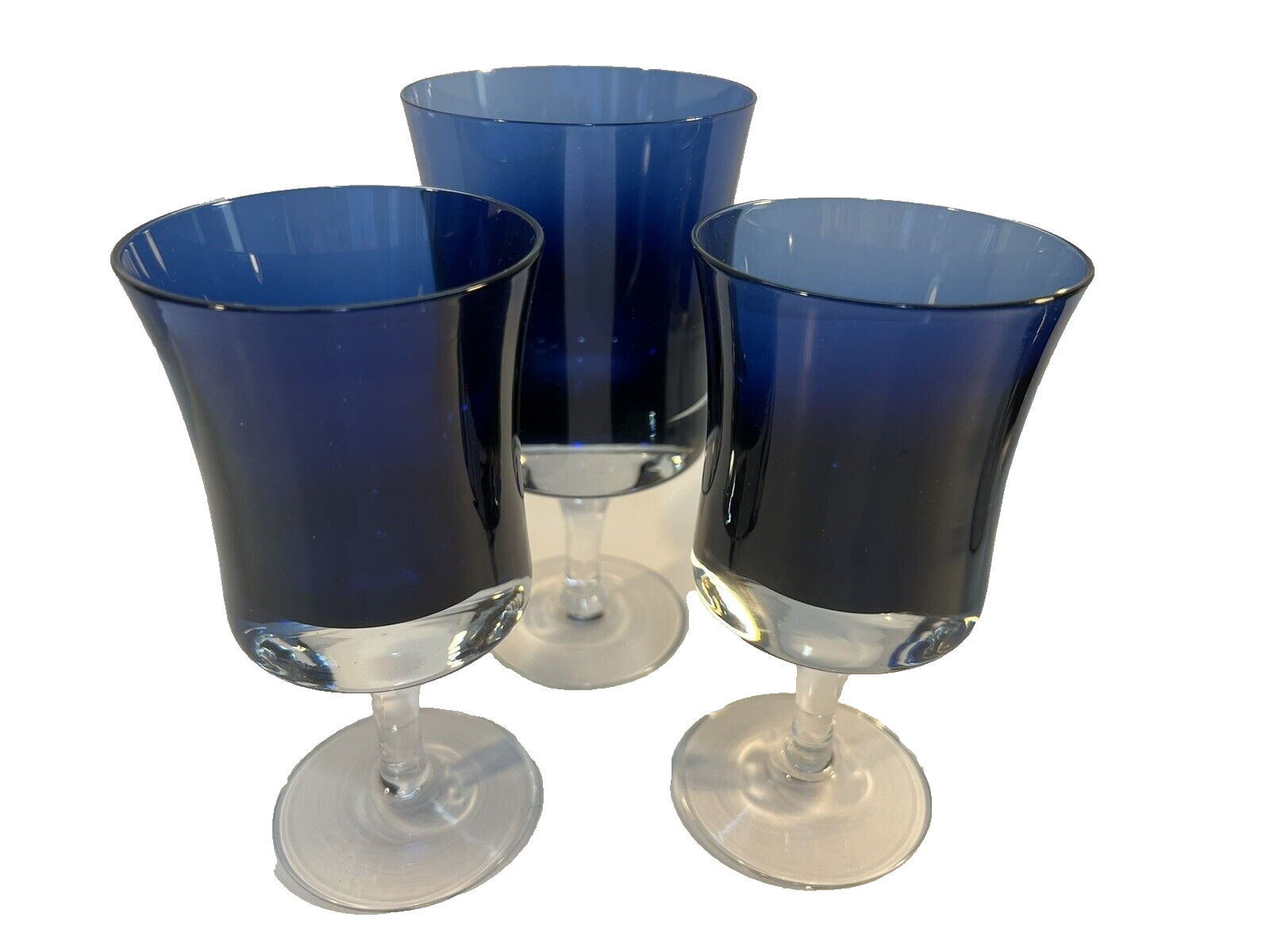 Denby Mirage Midnight Blue Stem Wine Water Goblets eBay