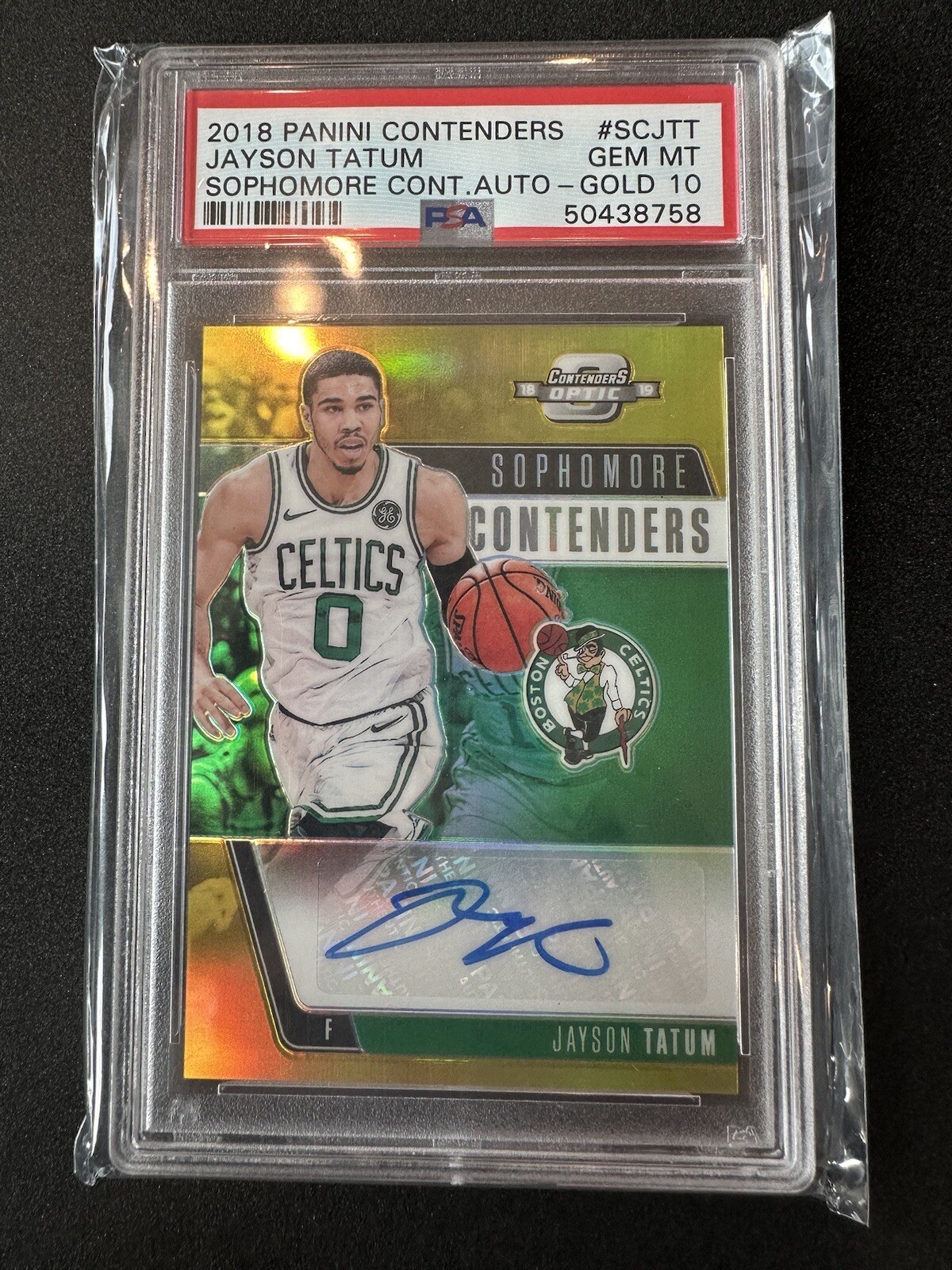 2018 Contenders Optic Jayson Tatum Sophomore Contenders Gold Auto 