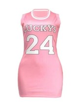 Plus Size Letter Print Striped Cami Dress