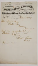 West, Farrar & Comly, Wheeler & Wilson Sewing Machines, Chicago, 1869 2 pieces