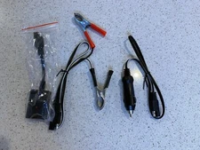 12V BATTERY CLAMPS ALLIGATOR CLIPS TO 12V PLUG ADAPTER 24" CABLE + MORE CABLES!