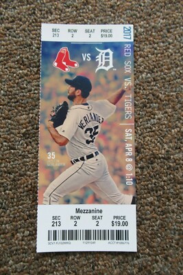 DETROIT TIGERS VS BOSTON RED SOX 4/8/2017 FULL TICKET ~ IGLESIAS/McCANN HRs
