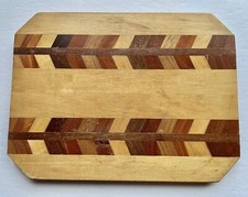 Vintage mid century modern Inlaid Wood Trivet, Chevron Pattern, Am., circa 1960