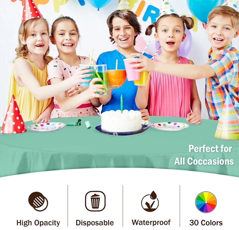 Fresh Mint Plastic Round Tablecloth 82" Green Party Decorations & Supplies - Image 3 of 3