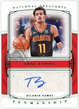 Trae Young 2019-20 Panini National Treasures Emerald Penmanship Auto #PM-TYG 1/5