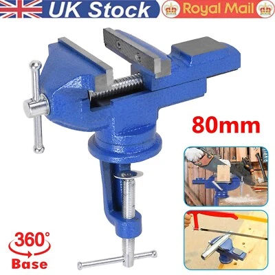 80MM Heavy Duty Clamp-On Vise 360° Swivel Base Portable Table Bench Vice Clamp