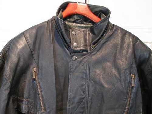 LEATHER BLACK Mens Motorcycle Jacket 