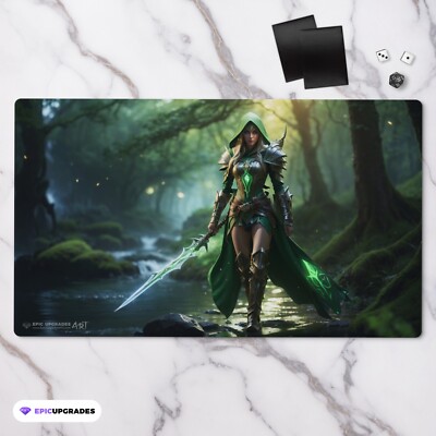 Elven Warrior Playmat | 24x14'' Magic the Gathering Commander MTG Player Card Mat