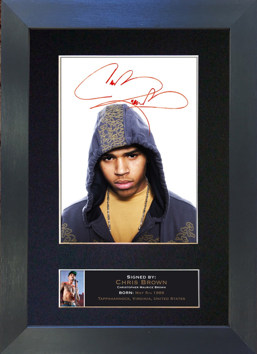 クリス・ブラウン直筆サイン入り超大型写真…Chris Brown CHRIS BROWN Mounted Signed Photo Reproduction Autograph Print A4
