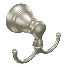 NEW Moen Banbury Y2603BN Robe Hook 2-Hook Zinc Brushed Nickel 1771575