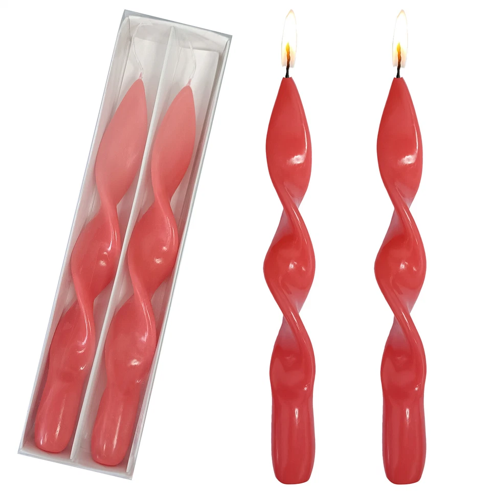 Velas cónicas espirales rojas de 8,8" velas cónicas de lujo velas de cena de Navidad paquete de 8 Foto 2 de 4