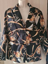Black chain / baroque print unlined blazer jacket fit size 12
