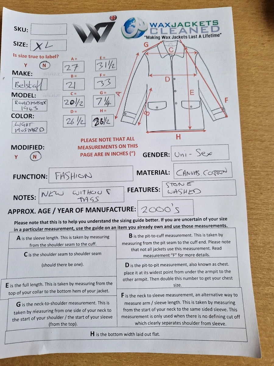 Belstaff size shop chart women's