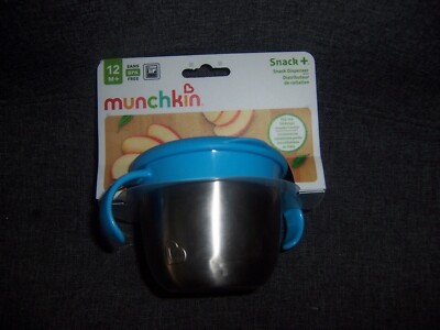 Munchkin Stainless Steel Snack Catcher with Lid, 9 Ounce, blue, 1 Count (Pack...