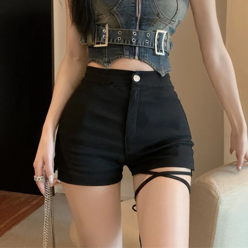 Women High Waist Shorts Slim Fitted Punk Rock Jazz Dance Hot Pants