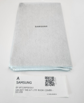 Authentic OEM Samsung Galaxy Tab A7 Lite Book Cover Silver Folio Case Stand