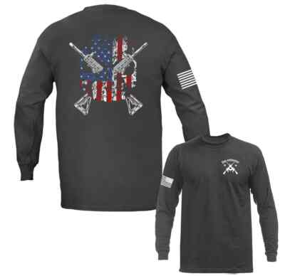 2nd Amendment Skull Gun Constitution US Flag Long Sleeve