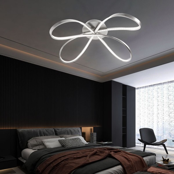 Designleuchte Deckenlampe Wohnzimmerleuchte Led Nickel-Matt Opal Schleifen-Form-image