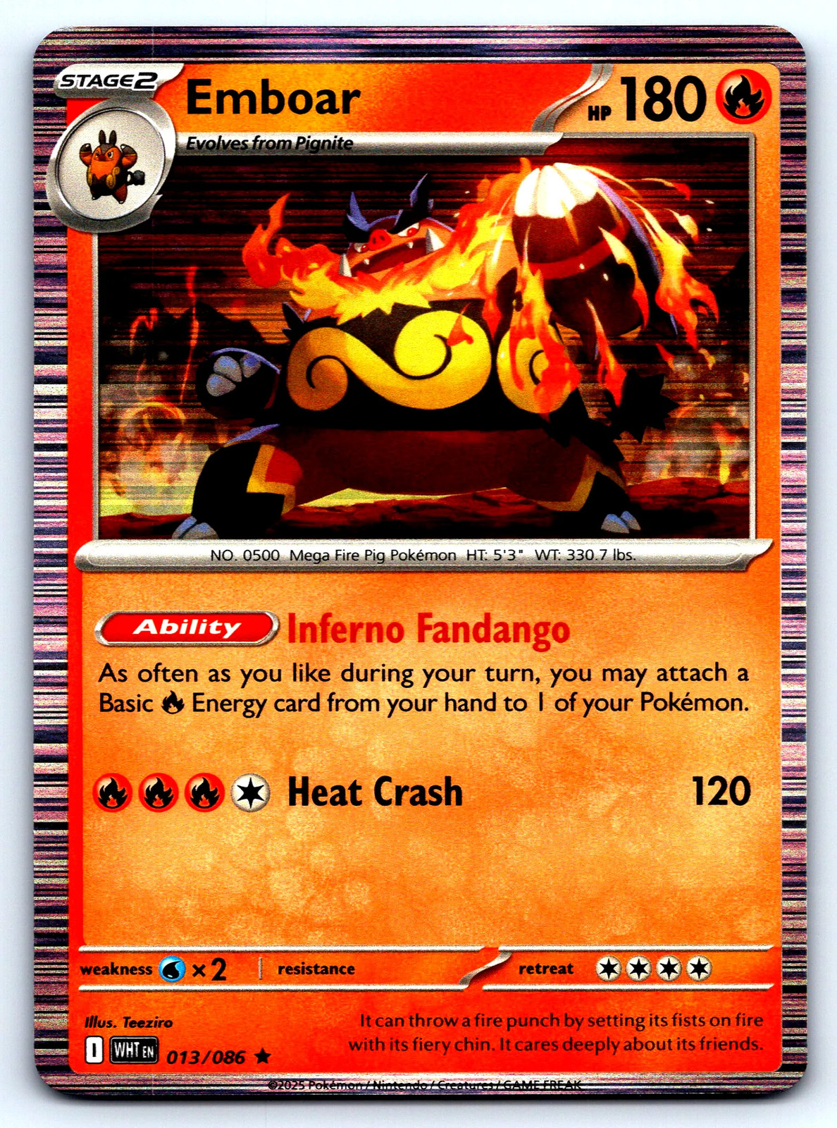 Emboar White Flare #13 Normal NM Pokemon Card