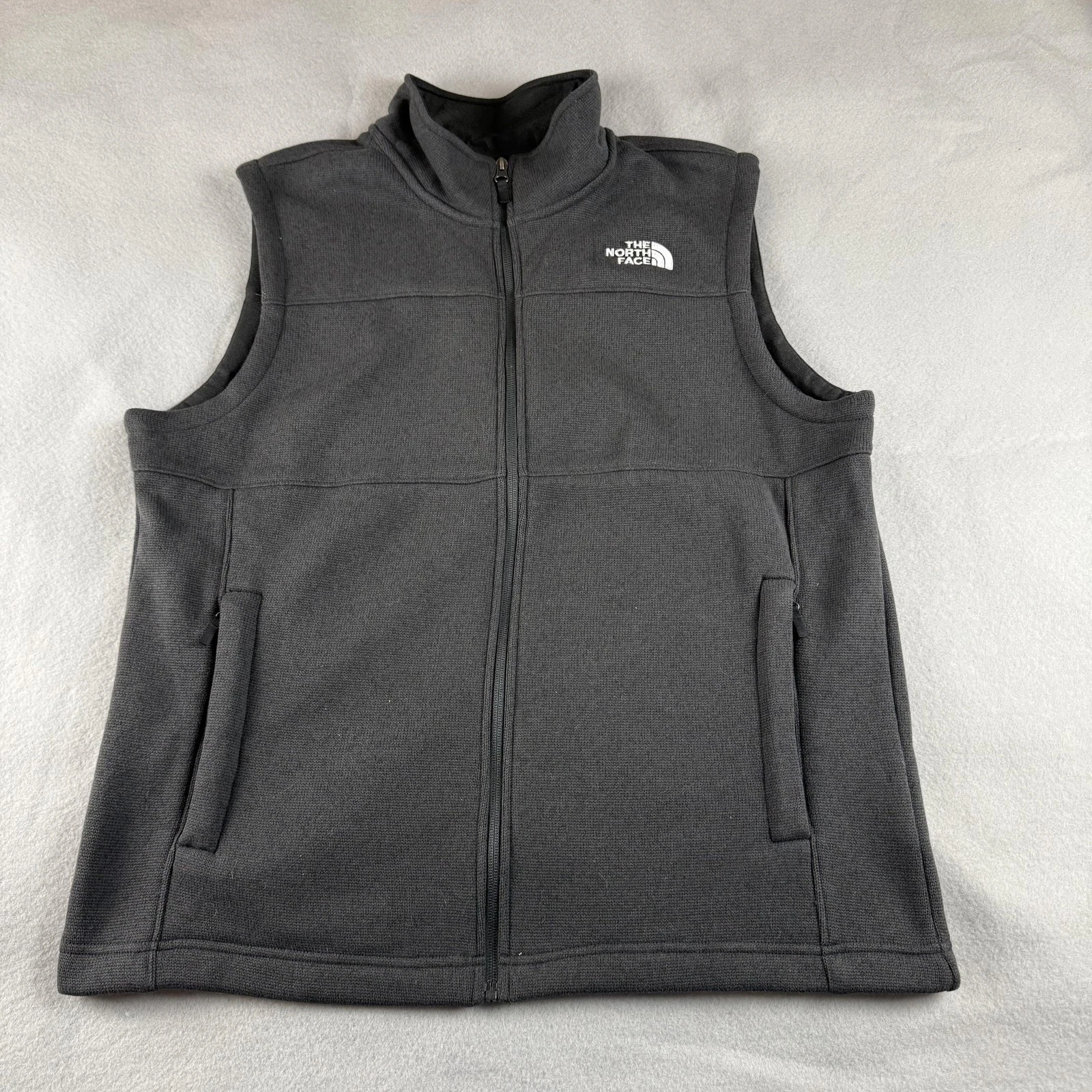 The North Face Vest Mens Large Gray Fleece Full Zip Stand Collar Outdoor Hiking