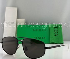 Bottega Veneta Aviator Sunglasses BV1125S 001 Black Metal Grey Unisex 59mm NEW