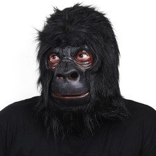 Gorilla Mask Adult Black Monkey Head Funny Animal Latex One Size,