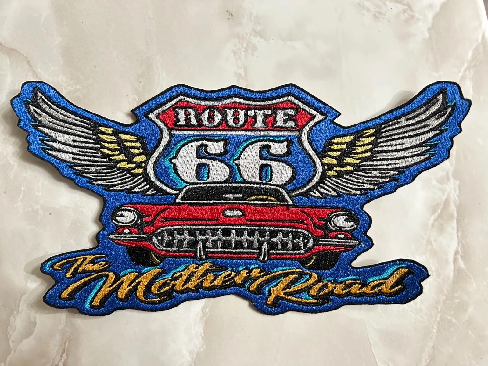🔥 America Mother Road Route 66 Historic Wings & CAR - Embroidered -NEW-OOAK