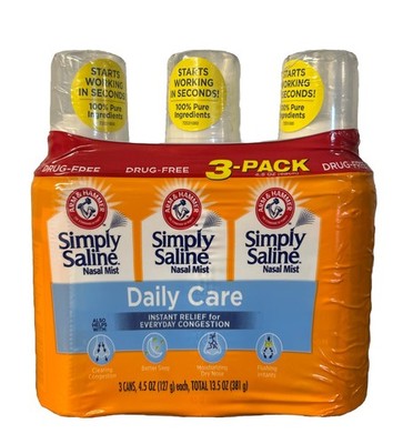 Arm & Hammer Simply Saline Nasal Mist 4.5 Oz Each  LARGE SIZE