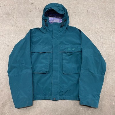 Simms ProDry Fishing Jacket Mens XL Green Gore Tex Waterproof Full Zip Winter