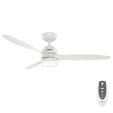 Hunter Fan 52 inch Matte White Outdoor Ceiling Fan with Light and Remote