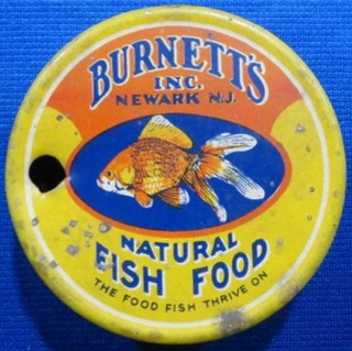 Vintage Burnetts Natural Fish Food Tin Can Newark New Jersey Advertising