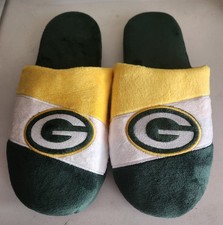 Green Bay Packers Mens Foco NFL Slippers Green Yellow Size XL 13/14