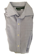 LAUREN Ralph Lauren plaid shirt men's classic fit non-iron size 17 34/35 sleeve