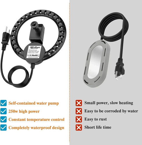250W HEATED BIRD BATH OUTDOOR WINTER BIRDBATH HEATER with PUMP THERMOSTATIC HEAT - 第 8/18 張圖片
