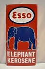 Vintage Esso Elephant Kerosene Porcelain Enamel Sign Oil Gas Petroliana 24x12"R1