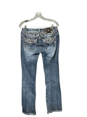 Miss me jeans relaxed boot cut women 28x33 medium wash embellished low rise