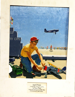 Original Landing Model Planes by Harold Ransom Stevenson Matted 23'' x 21''