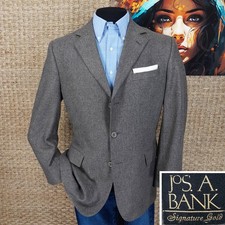 JOS. A BANK Men  s 42 R Three-Button Cashmere/Wool Blazer Gray Checked Sport Coat