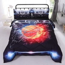 Basketball Bedding Comforter Set Full with Sheets, 5 Piece Bed in A Bag Sport...