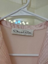 pink oscar de la renta satin night gown with loose long sleeves