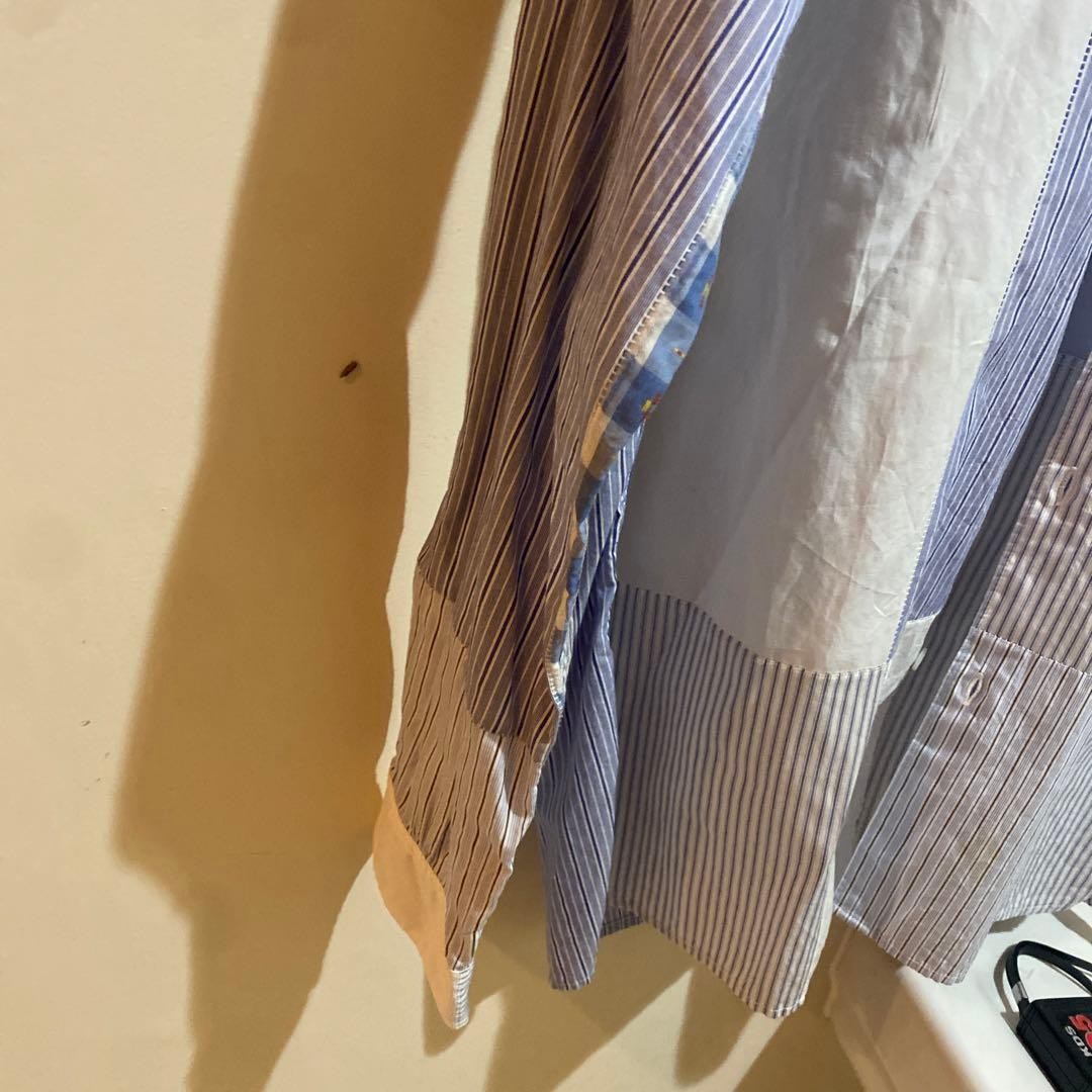 visvim Patchwork Long Sleeve Shirt Blue White Str… - image 4