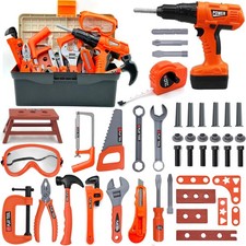 HYRENEE Kids Tool Set   48 Piece Toddler with Medium, Orange