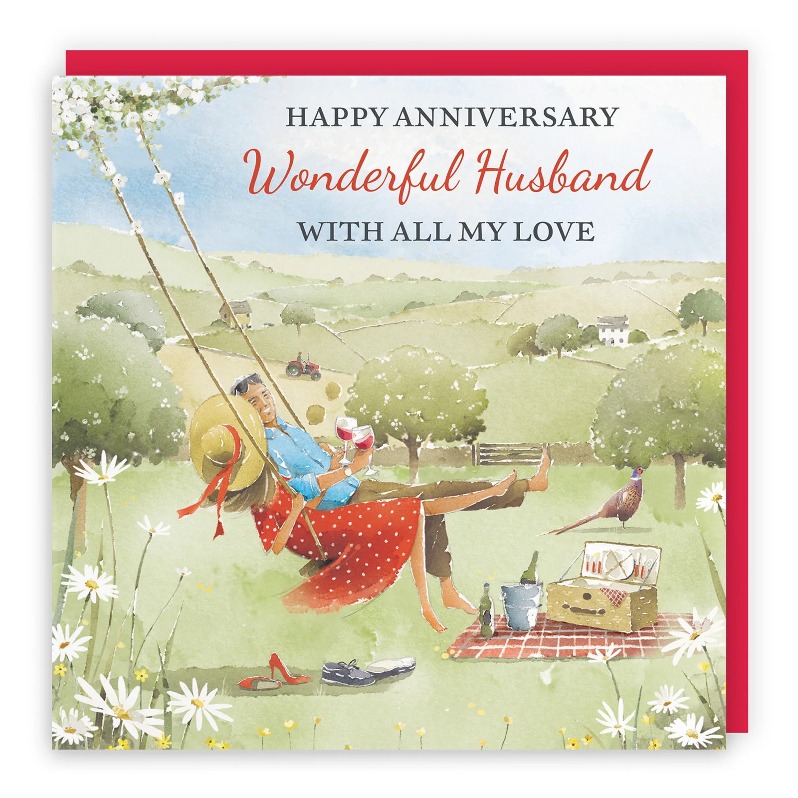 Husband Anniversary Card Meadow Picnic Milo's Gallery