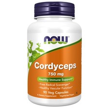 NOW Supplements, Cordyceps 750 mg, 90 Count Pack of 1 , Beige W/Speckles