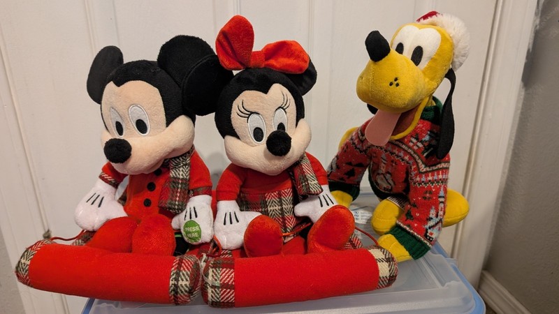 Disney Minnie & Mickey Mouse on Christmas Sled 90th Anniversary Animated Plush