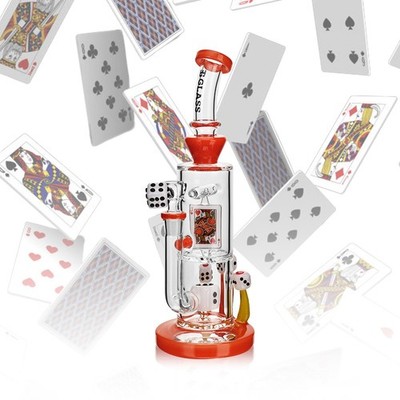Casino Inspired Bent Neck Water Pipe Bong | Orange/Yellow Colors EG Glass