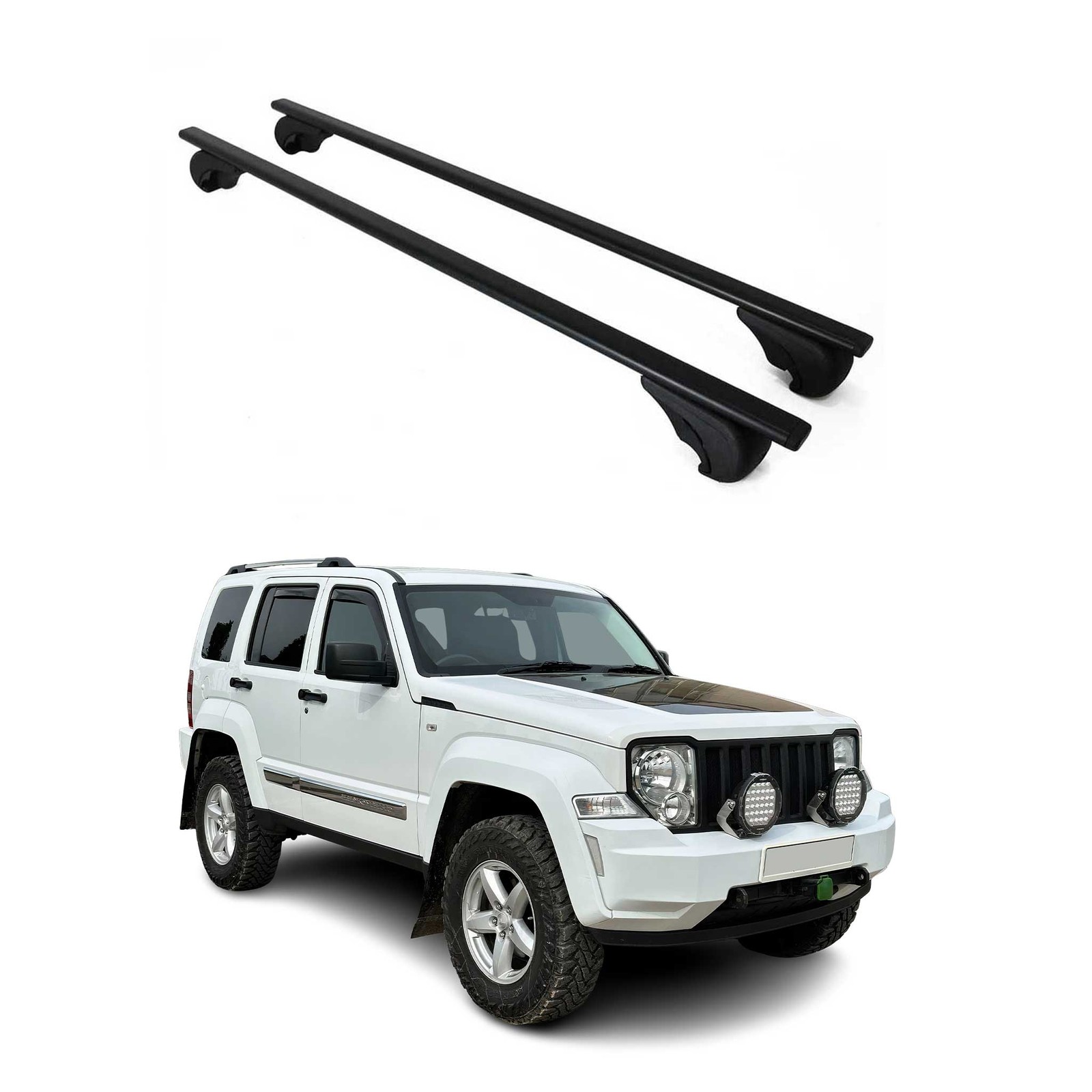 Barres de toit transversales Jeep Cherokee 2008-2013 galerie de toit fer noir universelle